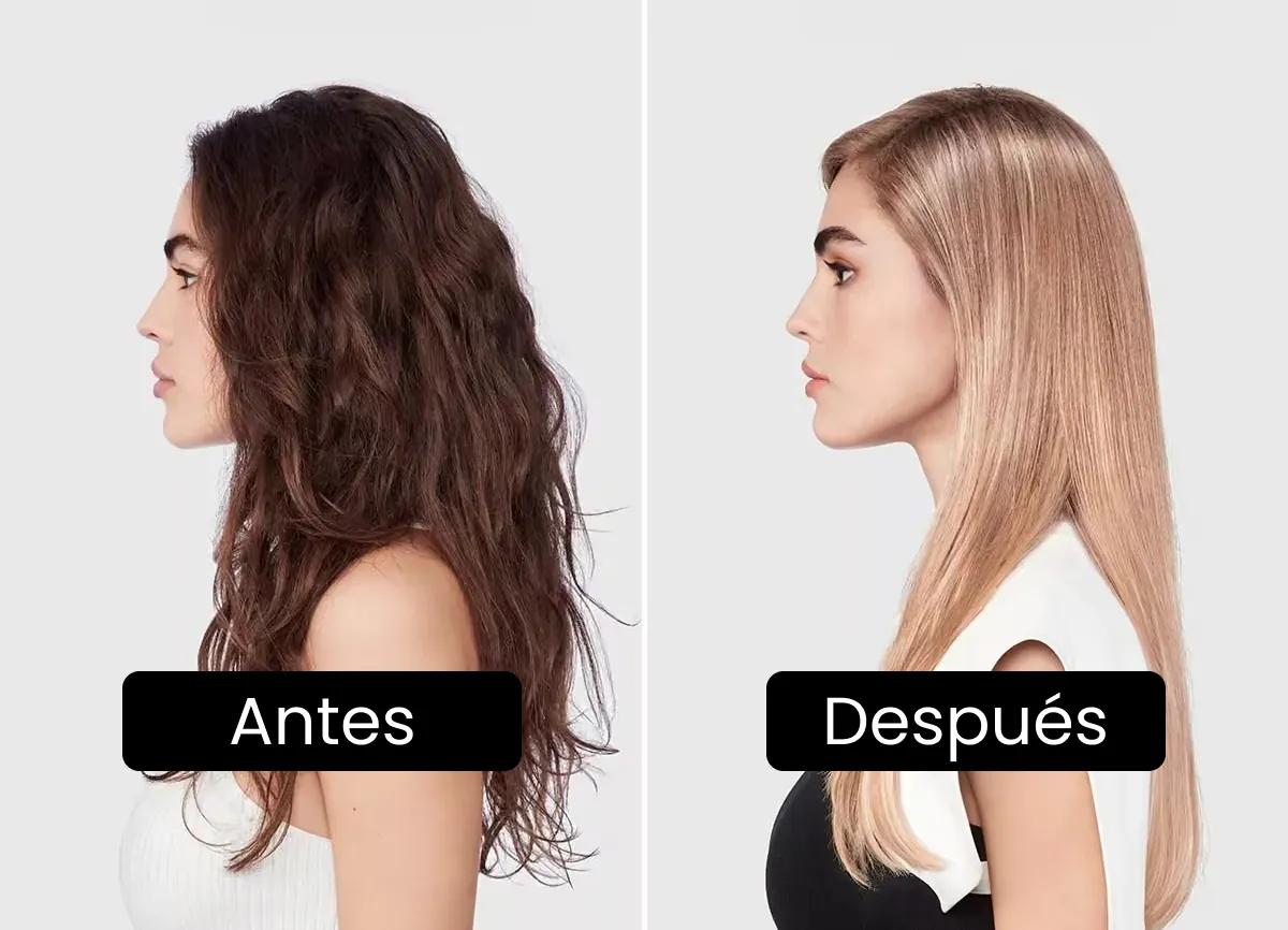 Cabello antes y después de usar Metal Detox