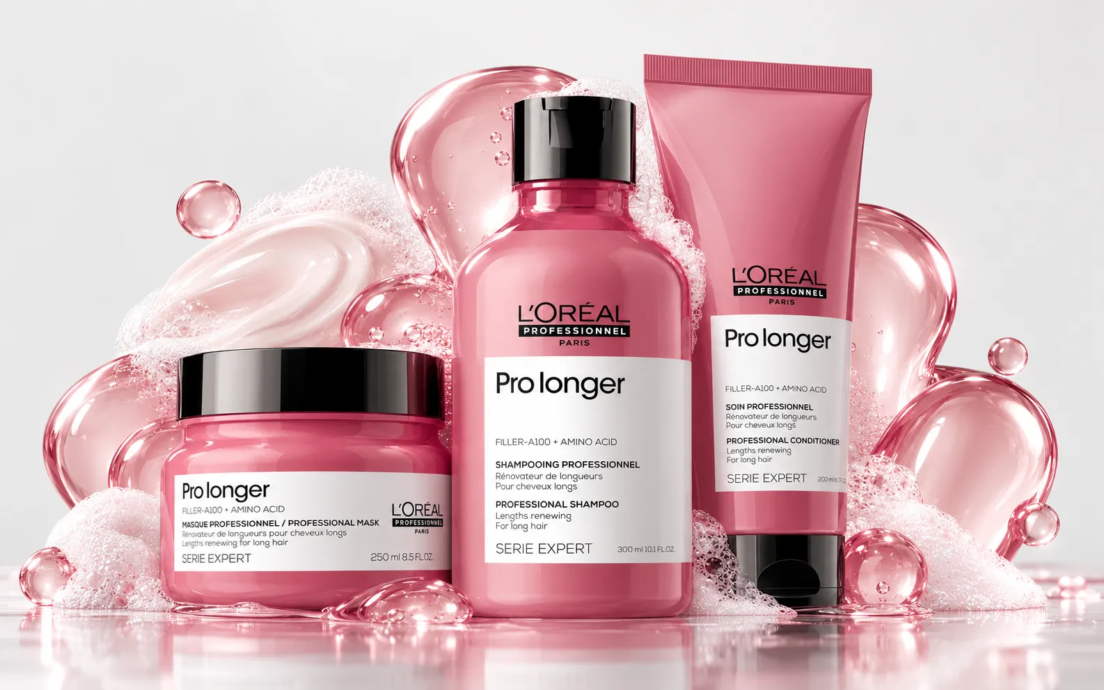 Shampoo, acondicionador y m谩scara Pro Longer